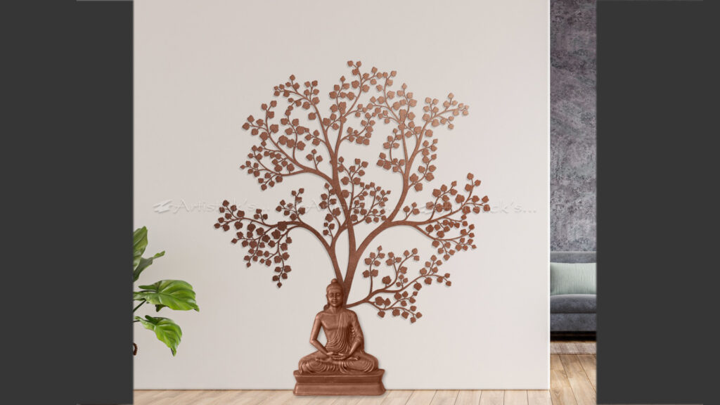 Buddha with tree wall decor ideas